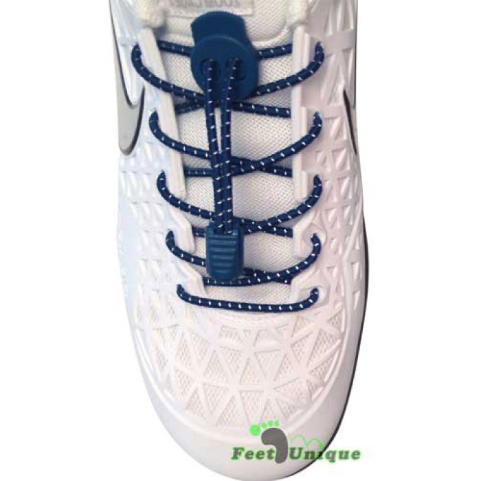 Reflective lock navy blue shoelaces