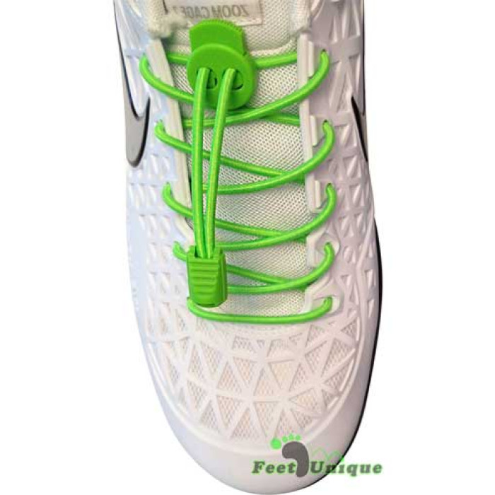Elastic lock neon green shoelaces