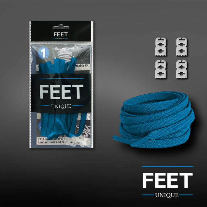 Elastic turquoise-blue shoelaces (no tie)