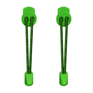 Elastic lock black & green shoelaces