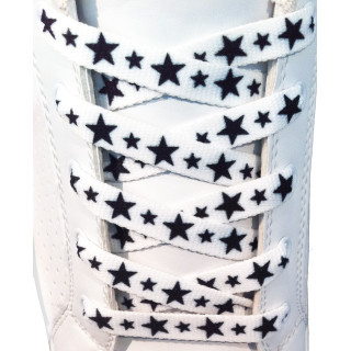 Shoelaces - 10mm White With Black Stars