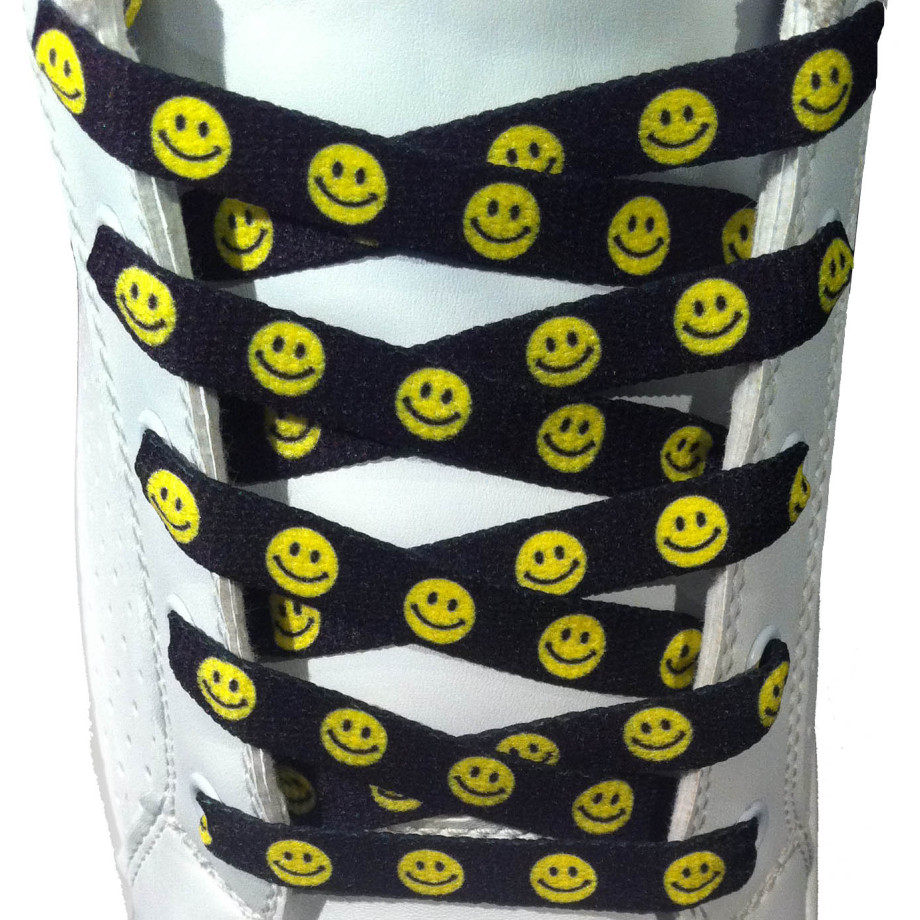Funny and happy smiley face shoelaces 