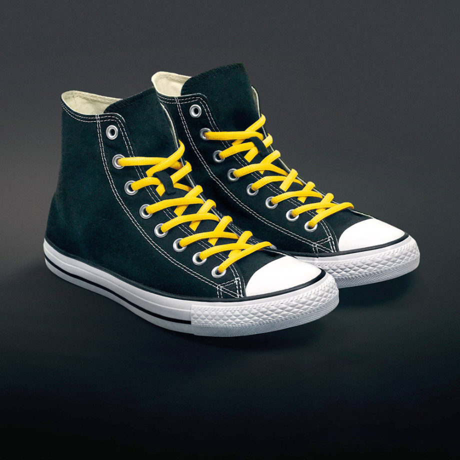black converse with yellow laces