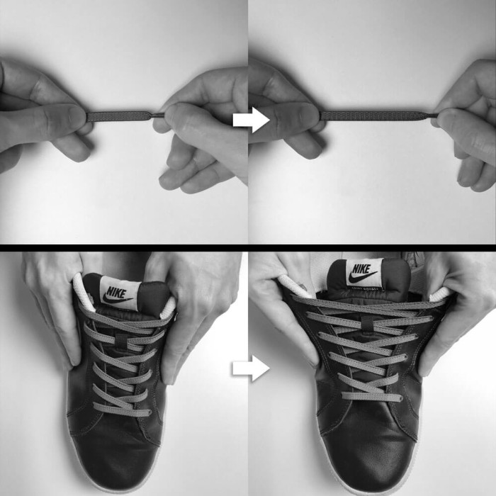 Elastic Flat Light Gray Shoelaces (No Tie)