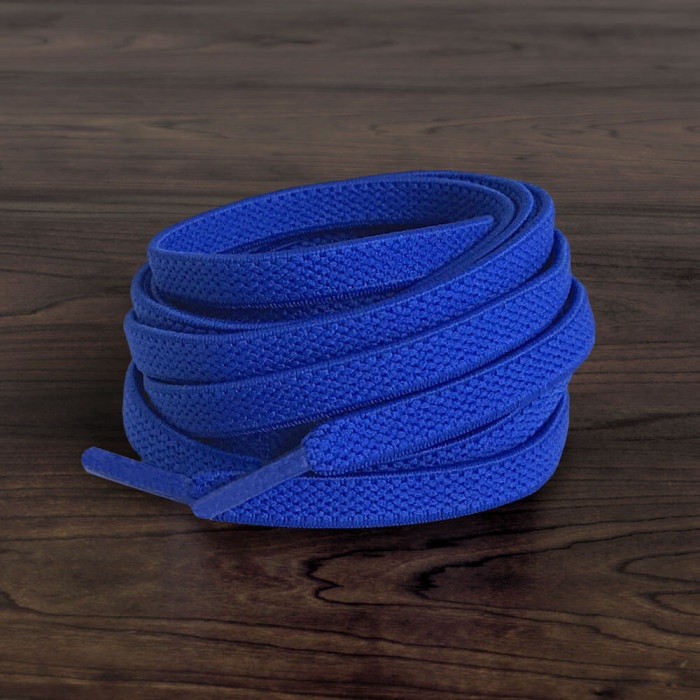 Elastic flat blue shoelaces (no tie)