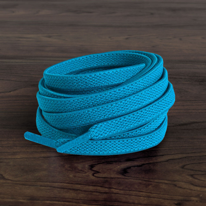 Elastic turquoise-blue shoelaces (no tie)