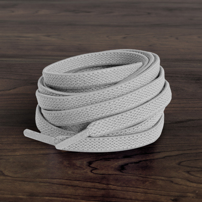 Elastic Flat Light Gray Shoelaces (No Tie)