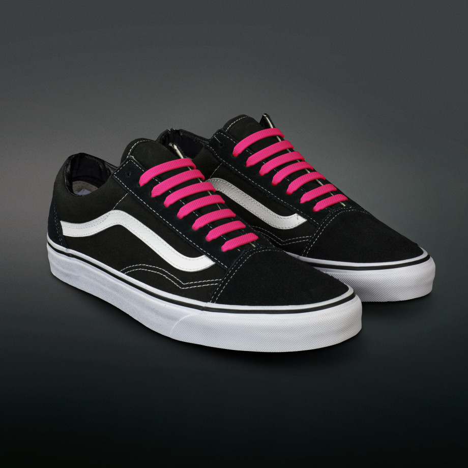 black vans pink laces