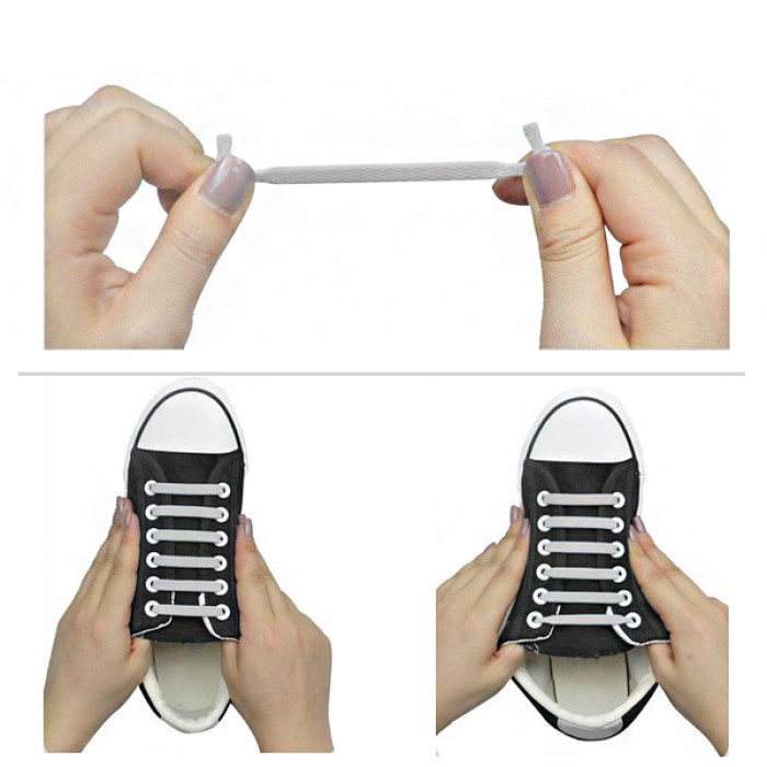 Dark grey elastic silicone shoelaces