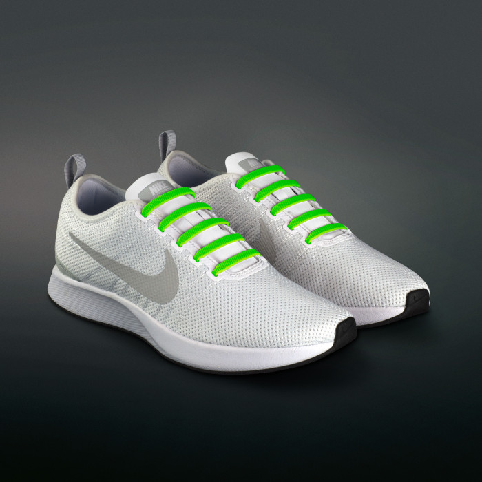Neon green elastic silicone shoelaces